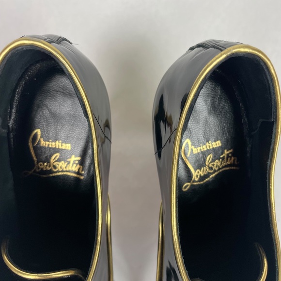 Christian Louboutin Patent Leather Heels Black Patent with Gold Size 36.5 EU - Picture 6 of 7